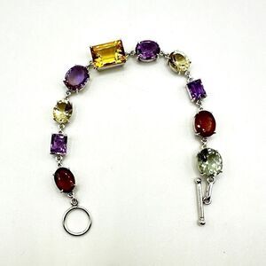 NWOT 7" Multi-gemstone and solid sterling silver bracelet!